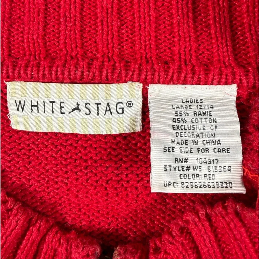 White Stag Red Penguin Ugly Christmas Cardigan Sweater Holiday‎ Festive Large